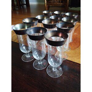 Dorothy Thorpe 12 Cocktail Glasses Sterling Silver Band Halo Vintage 1950s